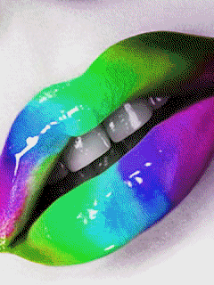 Gif animé bouche arc en ciel